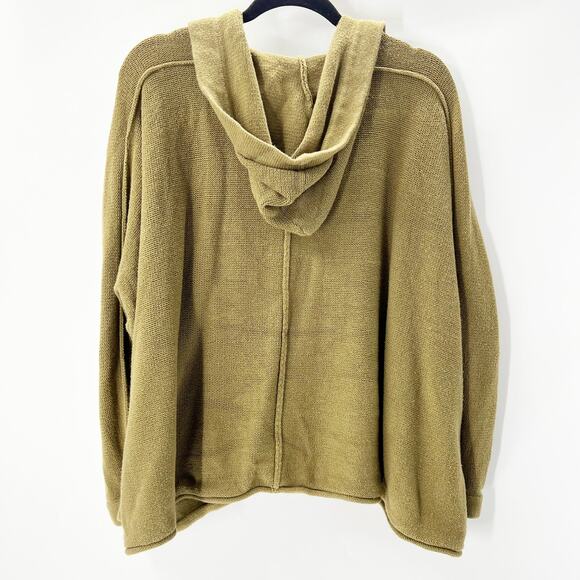 Forever 21 Women's Green Hooded Hoodie Open Cardigan Sweater Top Size L - Picture 2 of 3